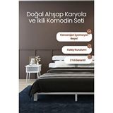 Renazzo Mobilya Lotus Model Masif Ahşap Karyola Ve 2 Adet Komodin Kolay Kurulum Fırınlanmış İthal Sibirya Çamı 90x190 Yatak Uyumlu 2 Adet Komodin Beyaz
