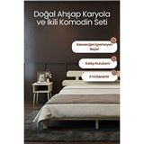 Renazzo Mobilya Lotus Model Masif Ahşap Karyola Ve 2 Adet Komodin Kolay Kurulum Fırınlanmış İthal Sibirya Çamı 90x190 Yatak Uyumlu 2 Adet Komodin Doğal
