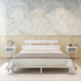 Renazzo Mobilya Lotus New Model Beyaz Renk Ahşap Karyola Ve İki komodin Set 120x200 cm