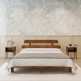 Renazzo Mobilya Lotus New Model Ceviz Renk Ahşap Karyola Ve İki komodin Set 120x200 cm