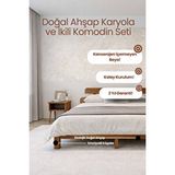 Renazzo Mobilya Lotus New Model Masif Ahşap Karyola Ve 2 Adet Komodin Kolay Kurulum Fırınlanmış İthal Sibirya Çamı 160x200 Yatak Uyumlu 2 Adet Komodin Ceviz