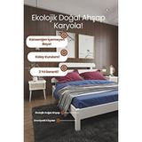 Renazzo Mobilya Lotus X Model Masif Ahşap Karyola Ve 2 Adet Komodin Kolay Kurulum Fırınlanmış İthal Sibirya Çamı 140x190 Yatak Uyumlu 2 Adet Komodin Doğal