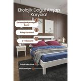 Renazzo Mobilya Lotus x Model Masif Ahşap Karyola ve 2 Adet Komodin Kolay Kurulum Fırınlanmış Ithal Sibirya Çamı 90X200 Yatak Uyumlu 2 Adet Komodin - Beyaz - 90 x 200 cm