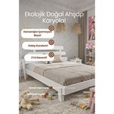 Renazzo Mobilya Lotus X New Model Masif Ahşap Karyola Kolay Kurulum Fırınlanmış İthal Sibirya Çamı 180x200 Yatak Uyumlu Ceviz