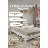 Renazzo Mobilya Lotus x New Model Masif Ahşap Karyola Kolay Kurulum Fırınlanmış Ithal Sibirya Çamı 90X190 Yatak Uyumlu - Doğal - 90 x 190 cm