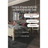 Renazzo Mobilya Melodi Çift Başlıklı Masif Çam Karyola Ve 2 Adet Komodin Seti Doğal