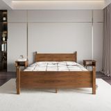 Renazzo Mobilya Melodi Model Ceviz Renk Ahşap Karyola Ve İki komodin Set 120x200 cm