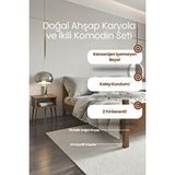 Renazzo Mobilya Melodi Model Masif Ahşap Karyola Ve 2 Adet Komodin Kolay Kurulum Fırınlanmış İthal Sibirya Çamı 150x200 Yatak Uyumlu 2 Adet Komodin Ceviz