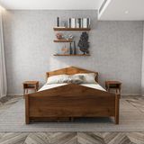 Renazzo Mobilya Milano 4 Çekmeceli Ceviz Renk Masif Ahşap Karyola - 180 x 200 cm