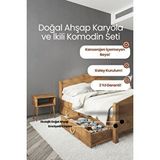 Renazzo Mobilya Milano Masif Çam 2 Çekmeceli Karyola Ve 2 Adet Komodin Seti Ceviz