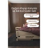 Renazzo Mobilya Milano Masif Çam 2 Çekmeceli Karyola Ve 2 Adet Komodin Seti Vernikli