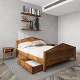 Renazzo Mobilya Milano Model 100x200 cm İki Çekmeceli Ceviz Renk Çam Ahşap Karyola