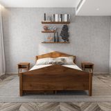 Renazzo Mobilya Milano Model 160x200 cm Dört Çekmeceli Ceviz Renk Çam Ahşap Karyola