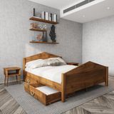 Renazzo Mobilya Milano Model 200x200 cm İki Çekmeceli Ceviz Renk Çam Ahşap Karyola