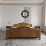 Renazzo Mobilya Milano Model Ceviz Renk Çam Ahşap Karyola Ve İki Komodin Set 120x200 cm
