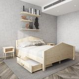 Renazzo Mobilya Milano Model Dört Çekmeceli Model Vernikli Çam Ahşap Karyola Ve İki Komodin Set 180x200 cm