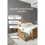 Renazzo Mobilya Milano Piramit Model 2 Çekmeceli Masif Ahşap Karyola Kolay Kurulum Fırınlanmış Ithal Sibirya Çamı 160X200 Yatak Uyumlu - Doğal - 160 x 200 cm