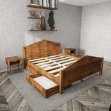 Renazzo Mobilya Milano Piramit Model 4 Çekmeceli Masif Ahşap Karyola Kolay Kurulum Fırınlanmış Ithal Sibirya Çamı 90X190 Yatak Uyumlu - Ceviz - 90 x 190 cm