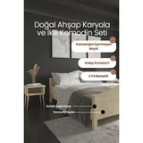 Renazzo Mobilya Milano Piramit Model Masif Ahşap Karyola ve 2 Adet Komodin Kolay Kurulum Fırınlanmış Ithal Sibirya Çamı 120X200 Yatak Uyumlu 2 Adet Komodin - Doğal - 120 x 200 cm