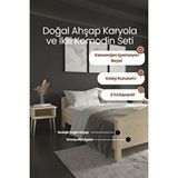 Renazzo Mobilya Milano Piramit Model Masif Ahşap Karyola Ve 2 Adet Komodin Kolay Kurulum Fırınlanmış İthal Sibirya Çamı 200x200 Yatak Uyumlu 2 Adet Komodin Doğal