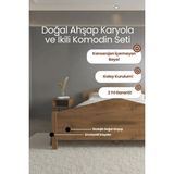 Renazzo Mobilya Milano Piramit Model Masif Ahşap Karyola ve 2 Adet Komodin Kolay Kurulum Fırınlanmış Ithal Sibirya Çamı 90X190 Yatak Uyumlu 2 Adet Komodin - Ceviz - 90 x 190 cm