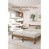 Renazzo Mobilya Mirage Model Masif Ahşap Karyola Kolay Kurulum Fırınlanmış İthal Sibirya Çamı 140x200 Yatak Uyumlu Doğal