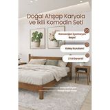 Renazzo Mobilya Mirage Model Masif Ahşap Karyola Ve 2 Adet Komodin Kolay Kurulum Fırınlanmış İthal Sibirya Çamı 120x200 Yatak Uyumlu 2 Adet Komodin Ceviz