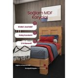 Renazzo Mobilya My Chapter Kitaplık Başlıklı Çift Kişilik MDF Karyola - Atlantik Renk - 120 x 200 cm - Lacivert