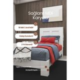 Renazzo Mobilya My Chapter Tek Kişilik Fonksiyonel Kitaplık Başlık 1. Sınıf Mdf Karyola - Kitaplıklı Karyola - Beyaz - 100 x 200 cm