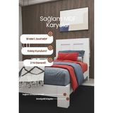 Renazzo Mobilya My Chapter Tek Kişilik Fonksiyonel Kitaplık Başlık 1. Sınıf Mdf Karyola - Kitaplıklı Karyola - Beyaz - 90 x 190 cm