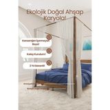 Renazzo Mobilya Natura Cibinlikli Masif Ahşap Karyola - Modern Doğal Çam Rustik Tasarım Karyola - 150 x 200 cm