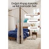 Renazzo Mobilya Natura Cibinlikli Model Masif Ahşap Karyola Ve 2 Adet Komodin Kolay Kurulum Fırınlanmış İthal Sibirya Çamı 140x200 Yatak Uyumlu 2 Adet Komodin Ceviz