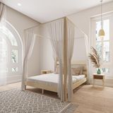 Renazzo Mobilya Natura Model 180x200 cm Cibindirik Askılıklı Vernikli Çam Ahşap Karyola