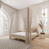 Renazzo Mobilya Natura Model 200x200 cm Cibindirik Askılıklı Vernikli Çam Ahşap Karyola