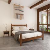 Renazzo Mobilya Natura Model Ceviz Renk Çam Ahşap Karyola Ve İki Komodin Set 150x200 cm