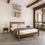 Renazzo Mobilya Natura Model Ceviz Renk Çam Ahşap Karyola Ve İki Komodin Set 180x200 cm