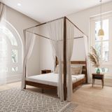Renazzo Mobilya Natura Model Cibindirik Askılıklı 140x200 cm Ceviz Çam Ahşap Karyola