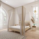 Renazzo Mobilya Natura Model Cibindirik Askılıklı 140x200 cm Vernikli Çam Ahşap Karyola