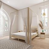 Renazzo Mobilya Natura Model Cibindirik Askılıklı 150x200 cm Vernikli Çam Ahşap Karyola