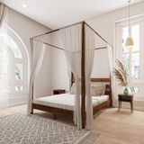 Renazzo Mobilya Natura Model Cibindirik Askılıklı 200x200 cm Ceviz Çam Ahşap Karyola
