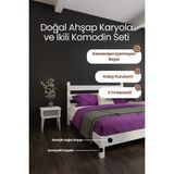 Renazzo Mobilya Natura Model Masif Ahşap Karyola ve 2 Adet Komodin Kolay Kurulum Fırınlanmış Ithal Sibirya Çamı 100X200 Yatak Uyumlu 2 Adet Komodin - Beyaz - 100 x 200 cm