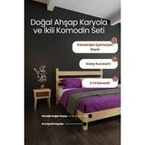Renazzo Mobilya Natura Model Masif Ahşap Karyola ve 2 Adet Komodin Kolay Kurulum Fırınlanmış Ithal Sibirya Çamı 100X200 Yatak Uyumlu 2 Adet Komodin - Vernikli - 100 x 200 cm