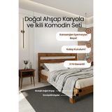 Renazzo Mobilya Natura New Masif Çam Karyola ve Iki Adet Komodin Seti- Modern Yatak Odası Takımı - Ceviz - 100 x 200 cm
