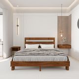 Renazzo Mobilya Natura New Model Ceviz Renk Çam Ahşap Karyola Ve İki Komodin Set 120x200 cm