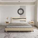 Renazzo Mobilya Okyanus New Model Antrasit Detaylı Doğal Çam Ahşap Karyola Ve İki Komodin Set 180x200 cm