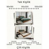 Renazzo Mobilya Orion Çağla Yeşili Puflu Başlık Masif Ahşap Karyola - Ceviz - 120 x 200 cm