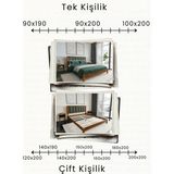 Renazzo Mobilya Orion Çağla Yeşili Puflu Başlık Masif Ahşap Karyola - Ceviz - 160 x 200 cm
