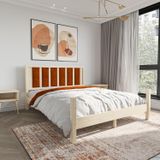 Renazzo Mobilya Orion Model 150x200 cm Kiremit Renk Puflu Başlıklı Vernikli Çam Ahşap Karyola