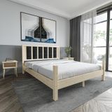 Renazzo Mobilya Orion Model 150x200 cm Siyah Renk Puflu Başlıklı Vernikli Çam Ahşap Karyola