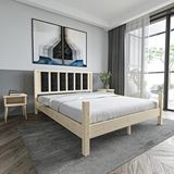 Renazzo Mobilya Orion Model 180x200 cm Siyah Renk Puflu Başlıklı Doğal Çam Ahşap Karyola